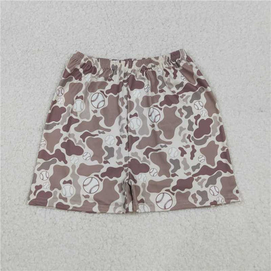 10.29 RTS NO MOQ （In stock）Matching SS0654 Baby Boys Khaki Camo Baseballs Team Shorts Bottoms
