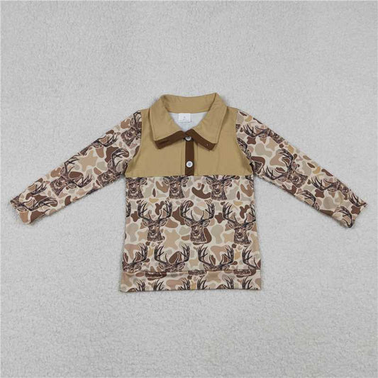 11.1 RST BT1338 Baby Boys Khaki Camo Deer Button Hunting Pullovers Top