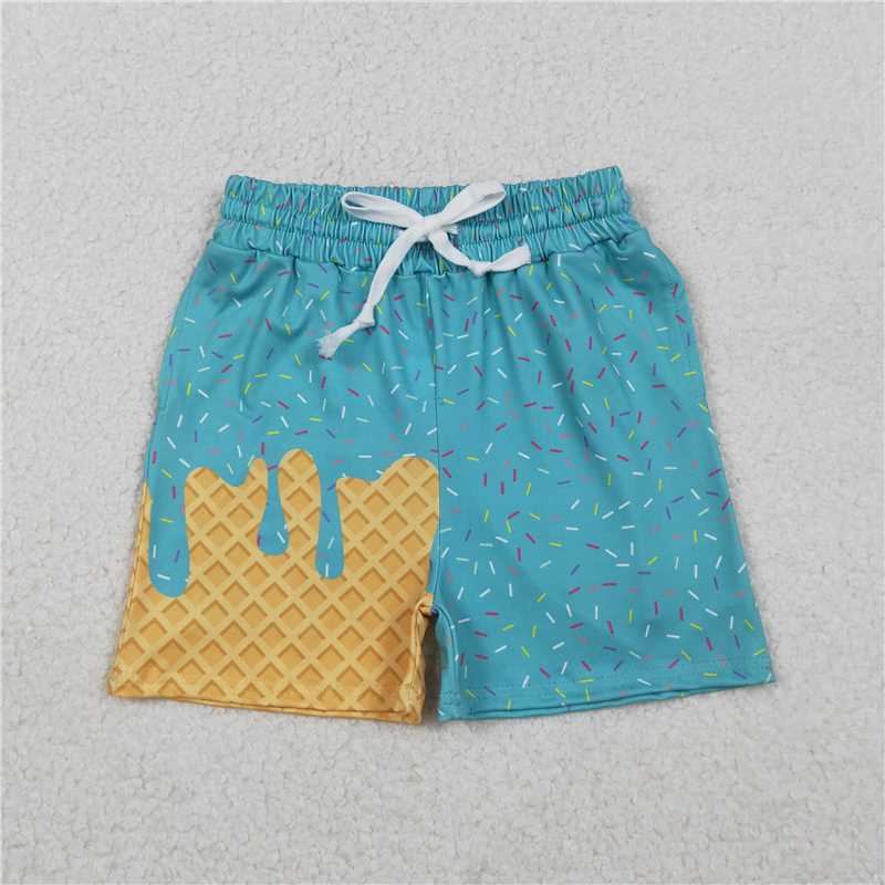 USA Warehouse (IN STOCK) SS0623 Baby Girls Summer Shorts Baby Girls Teal Ice Cream Drip Summer Shorts Bottoms