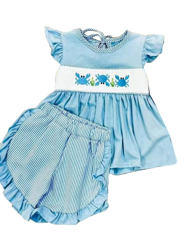 GSSO0927  Pre-order baby girls clothes  flying sleeves top with shorts kids summer set