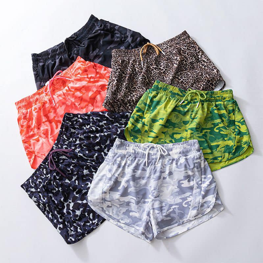 Kids Girls Green Camo Elastic Waist Summer Shorts - Flexible Fit Casual Clothing for Children
