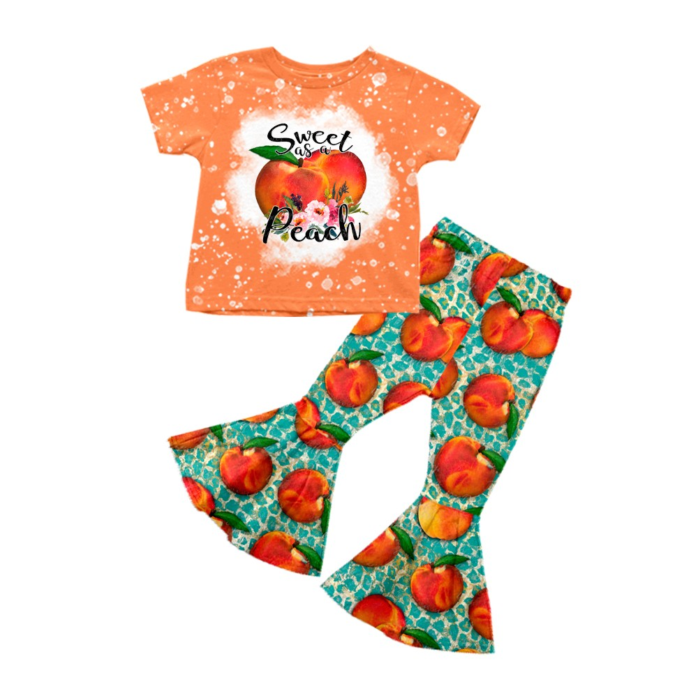 GSPO1264  Pre-order baby girls clothes  short sleeves top with trousers kids summer set