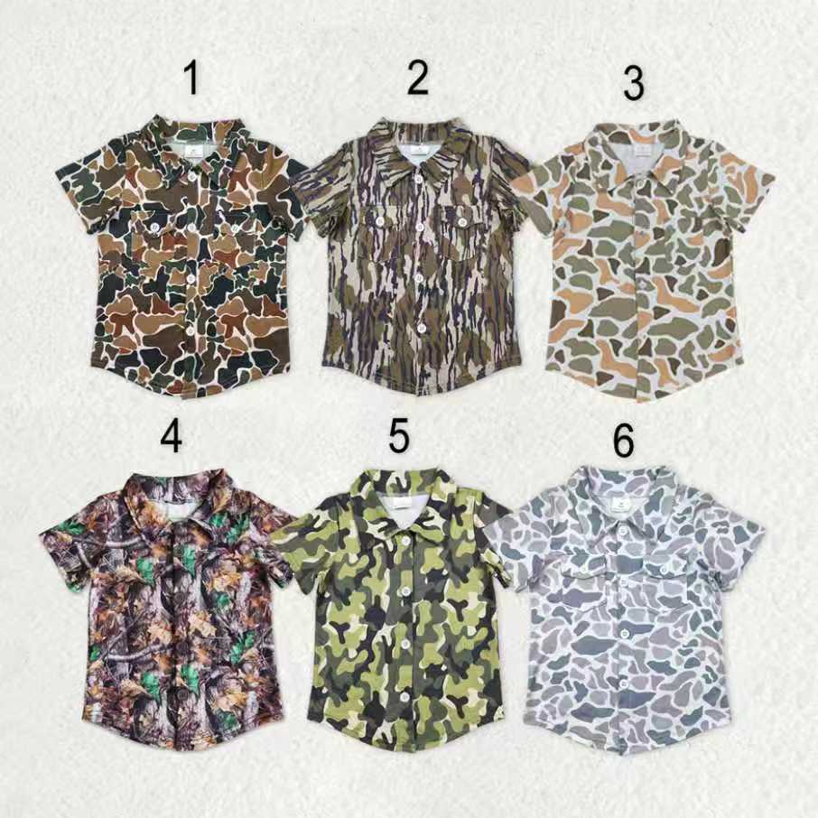 11.18 RST Sibling Baby Boys Southern Camo Short Sleeves Button Pockets Shirts Tops