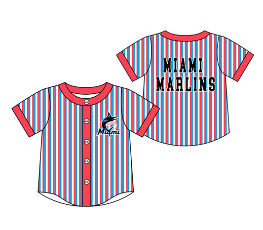 CUSTOM MOQ 5 Cute Kids Clothing Baby Kids Red Blue Stripe Short Sleeve Team T-shirts Top