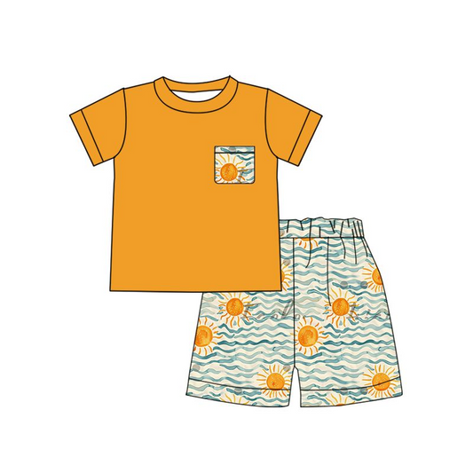BSSO0897  Pre-order baby boy clothes short sleeve top with shorts kids summer set