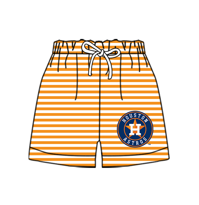 CUSTOM MOQ 5 Cute Comfortable Clothing For Kids Baby Kids Summer Orange H Star Stripe Bottom Team Shorts