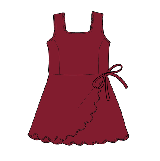 CUSTOM MOQ 5 Fashion Clothing for Girls Baby Girls Bright Red Yoga Active Shorts Team Knee Length Dresses