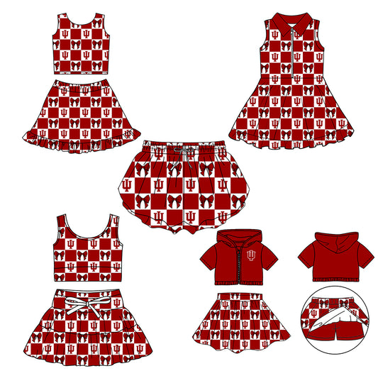 CUSTOM MOQ 5 Sibing Kids Clothing for Girls Baby Girls Blue Bow Top Skirts Yoga Active Team Clothes Sets Knee Length Dress Shorts