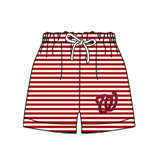 CUSTOM MOQ 5 Cute Comfortable Clothing For Kids Baby Kids Summer Red Stripe Bottom Team Shorts