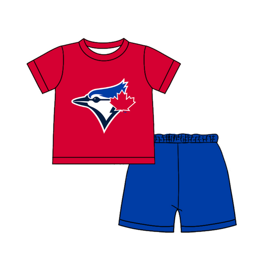 CUSTOM MOQ 5 Cute Comfortable Clothing For Boys Baby Boys Summer Red Blue Top Shorts Clothes Sets
