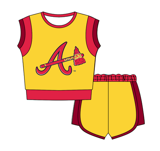 CUSTOM MOQ 5 Cute Comfortable Clothing For Kids Baby Kids Summer Yellow A Sleeveless Patchwork Top Shorts Clothes Sets