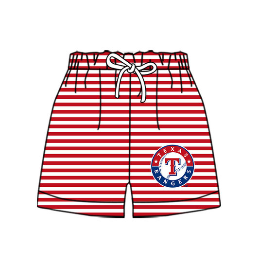 CUSTOM MOQ 5 Cute Comfortable Clothing For Kids Baby Kids Summer Red T Stripe Bottom Team Shorts