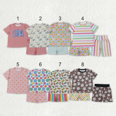 2.27 RTS Sibling Baby Girls Short Sleeve Top Shorts Summer Clothes Sets