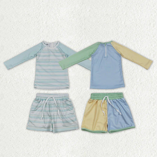 3.26 RTS Sibling Baby Boys Long Sleeve Shirts Top Pockets Shorts Swimsuits