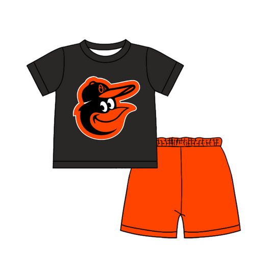 CUSTOM MOQ 5 Cute Comfortable Clothing For Boys Baby Boys Summer Black Top Shorts Clothes Sets