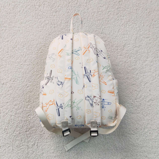 BA0220 RTS NO MOQ （In stock）Baby Kids Airplane Printed Zip Backpack