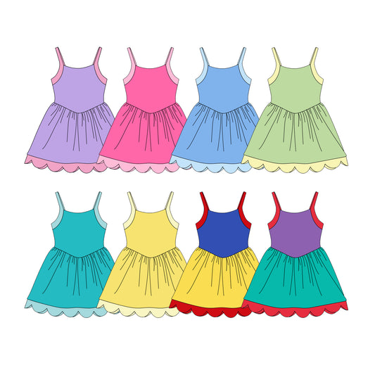 CUSTOM MOQ 5 Sibling Baby Girls 6 Colors Summer Sleeveless Dresses