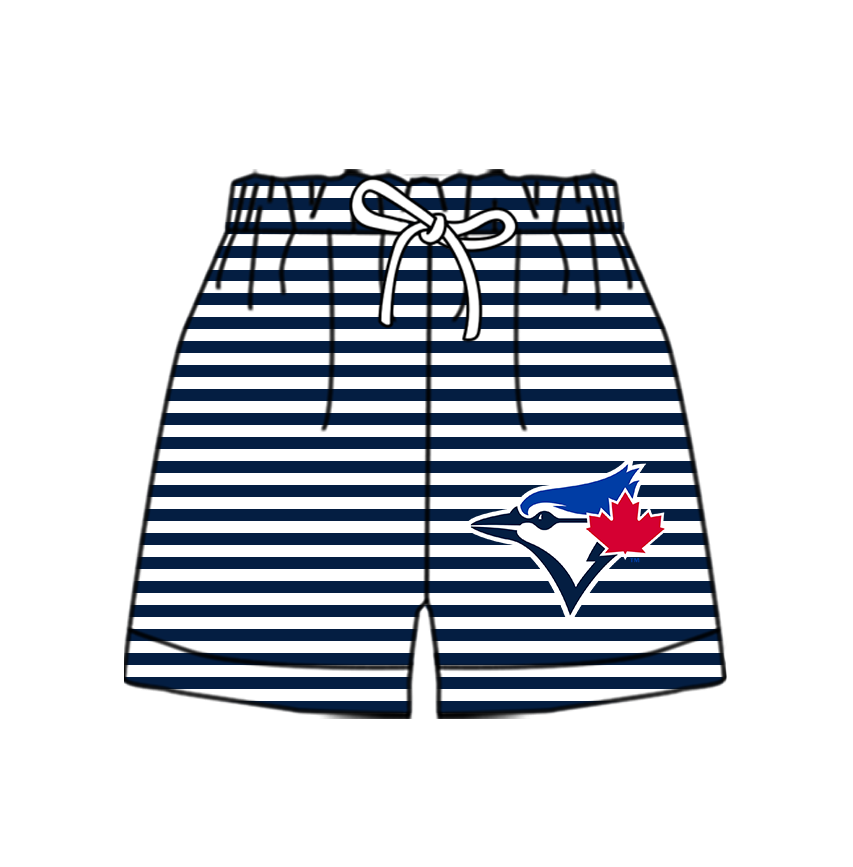 CUSTOM MOQ 5 Cute Comfortable Clothing For Kids Baby Kids Summer Dark Blue Stripe Bottom Team Shorts