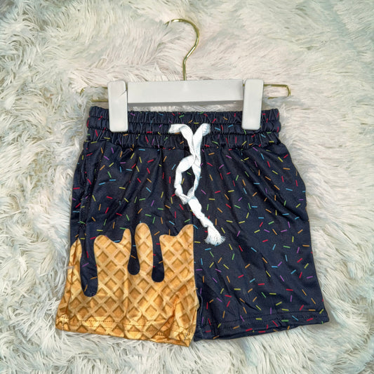 11.19 RST SS0624 Baby Girls Black Ice Cream Drip Summer Shorts Bottoms