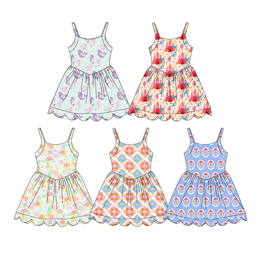 CUSTOM MOQ 5 Sibling Baby Girls Summer sleeveless knee length Dress