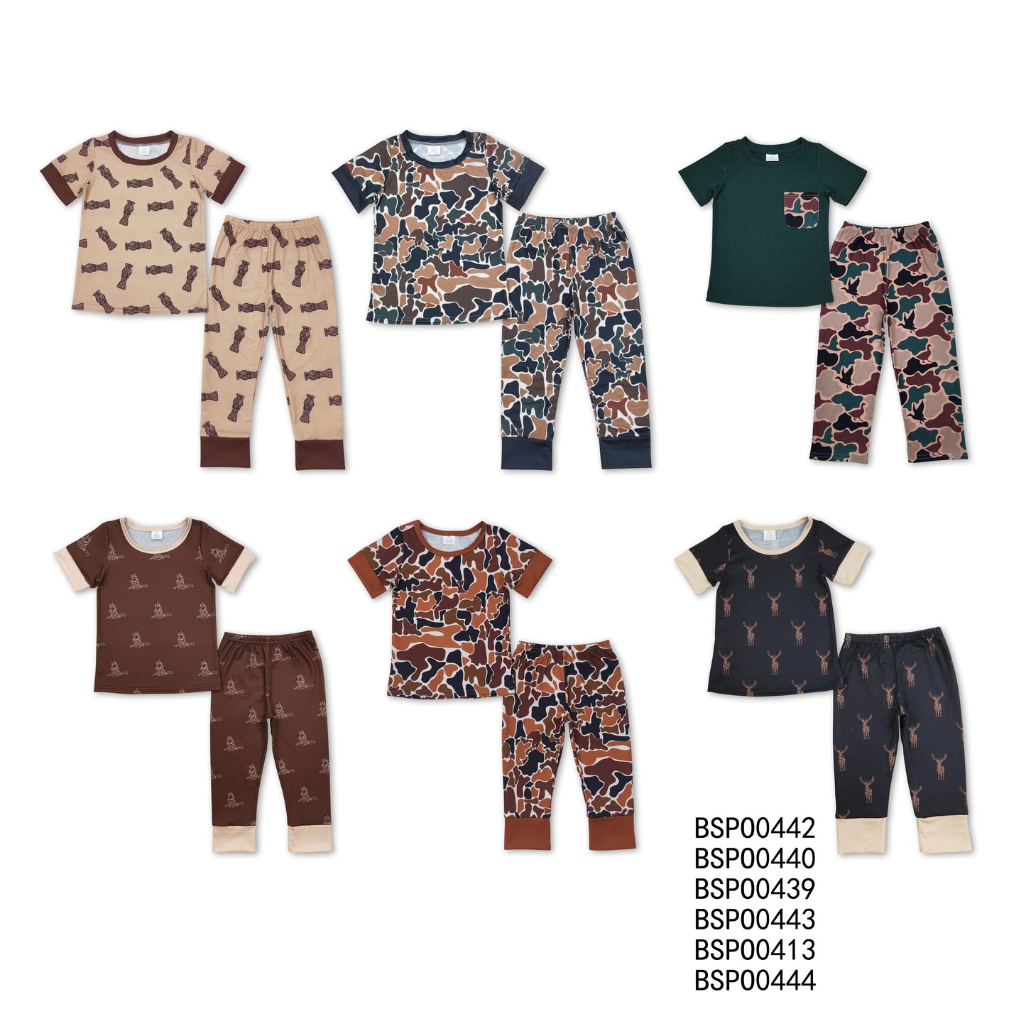 Baby Boys Dark Camouflage Short Sleeve Pants Set