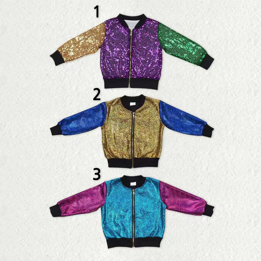 11.12 RTS Sibling Baby Girls Sequin Zipper Jackets Top