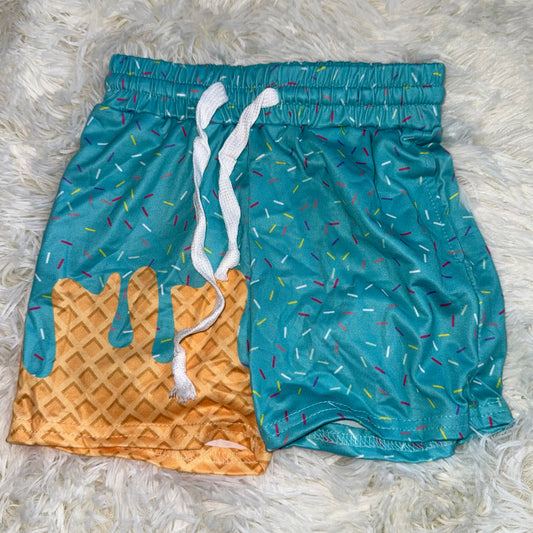 11.8 RST SS0623 Baby Girls Teal Ice Cream Drip Summer Shorts Bottoms