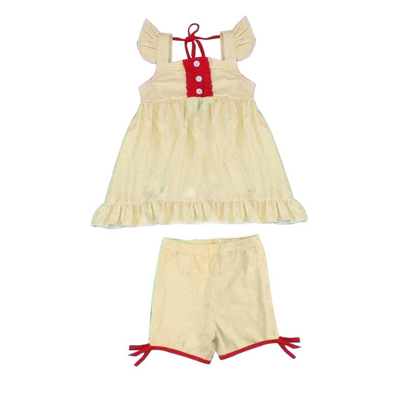 GSSO0971  Pre-order baby girls clothes  flying sleeves top with shorts kids summer set