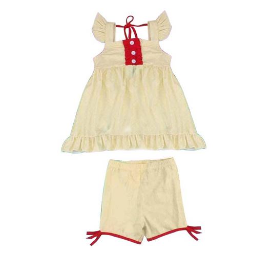 GSSO0971  Pre-order baby girls clothes  flying sleeves top with shorts kids summer set