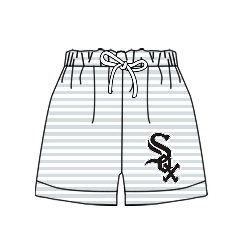 CUSTOM MOQ 5 Cute Comfortable Clothing For Kids Baby Kids Summer Gray Stripe Bottom Team Shorts