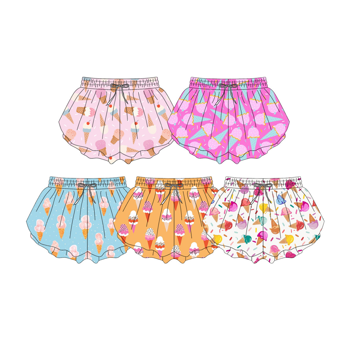 CUSTOM MOQ 5 Sibling Baby Girls 5 Colors Summer Bottom Shorts