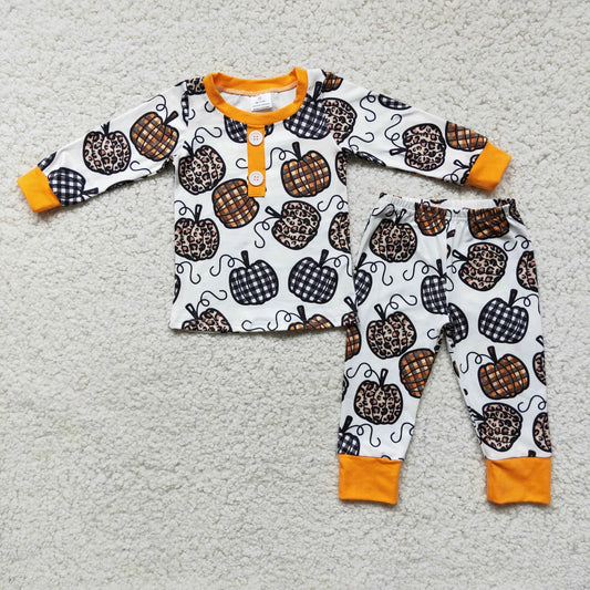 6 C11-38 boy pumpkin long sleeve winter pajamas set-promotion