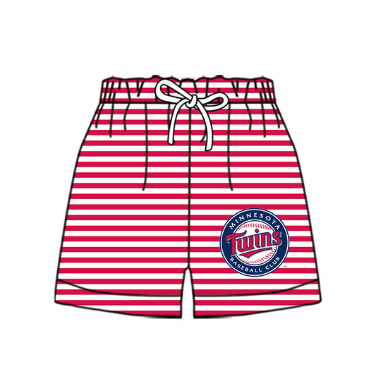 CUSTOM MOQ 5 Cute Comfortable Clothing For Kids Baby Kids Summer Red Twins Stripe Bottom Team Shorts