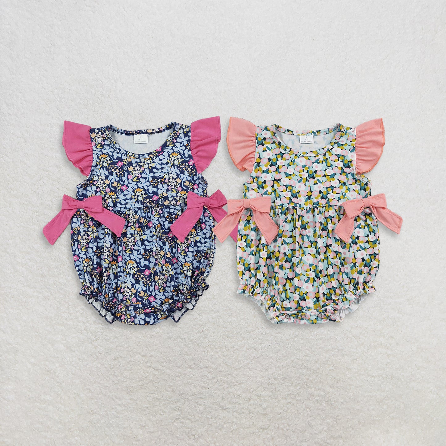 RTS Sibling Baby Girls Colorful Floral Flutter Sleeve Ruffle Romper