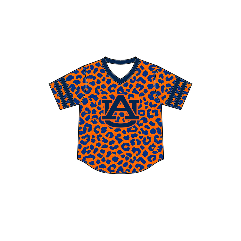CUSTOM MOQ 5 mix size summer teams Baby Boys Leopard Print Short Sleeve Summer Top