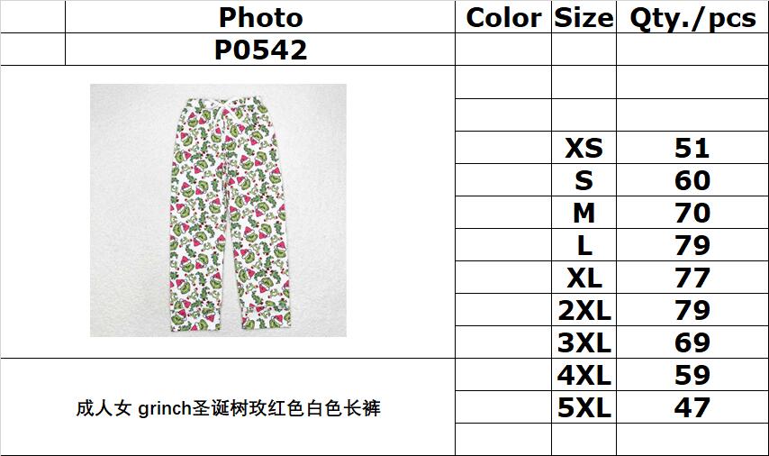 RTS No moq  P0542  Adult Woman Christmas Tree Rose Red White Trousers