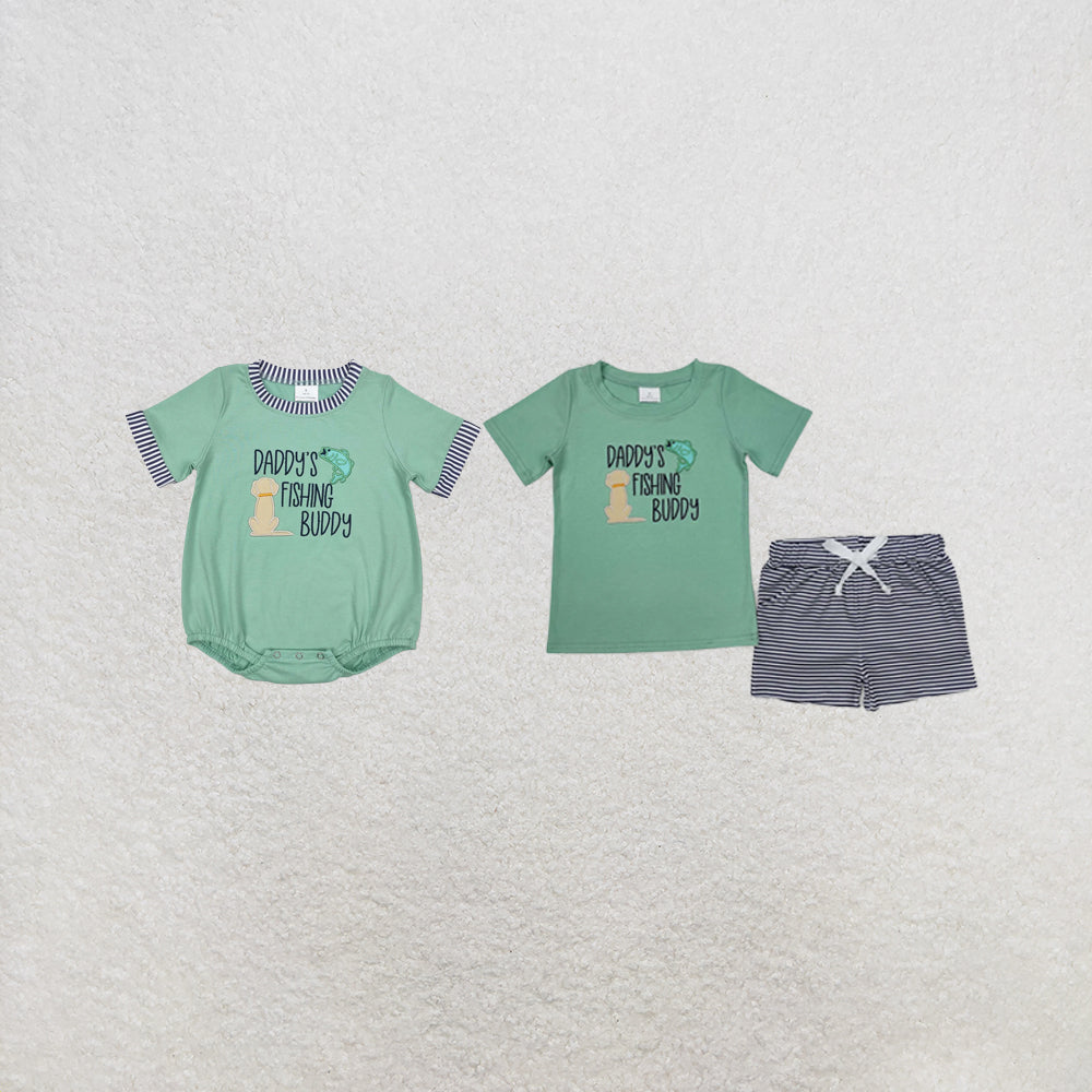 RTS Sibling Daddy's fishing buddy top stripe shorts boys clothes
