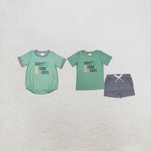 RTS Sibling Daddy's fishing buddy top stripe shorts boys clothes