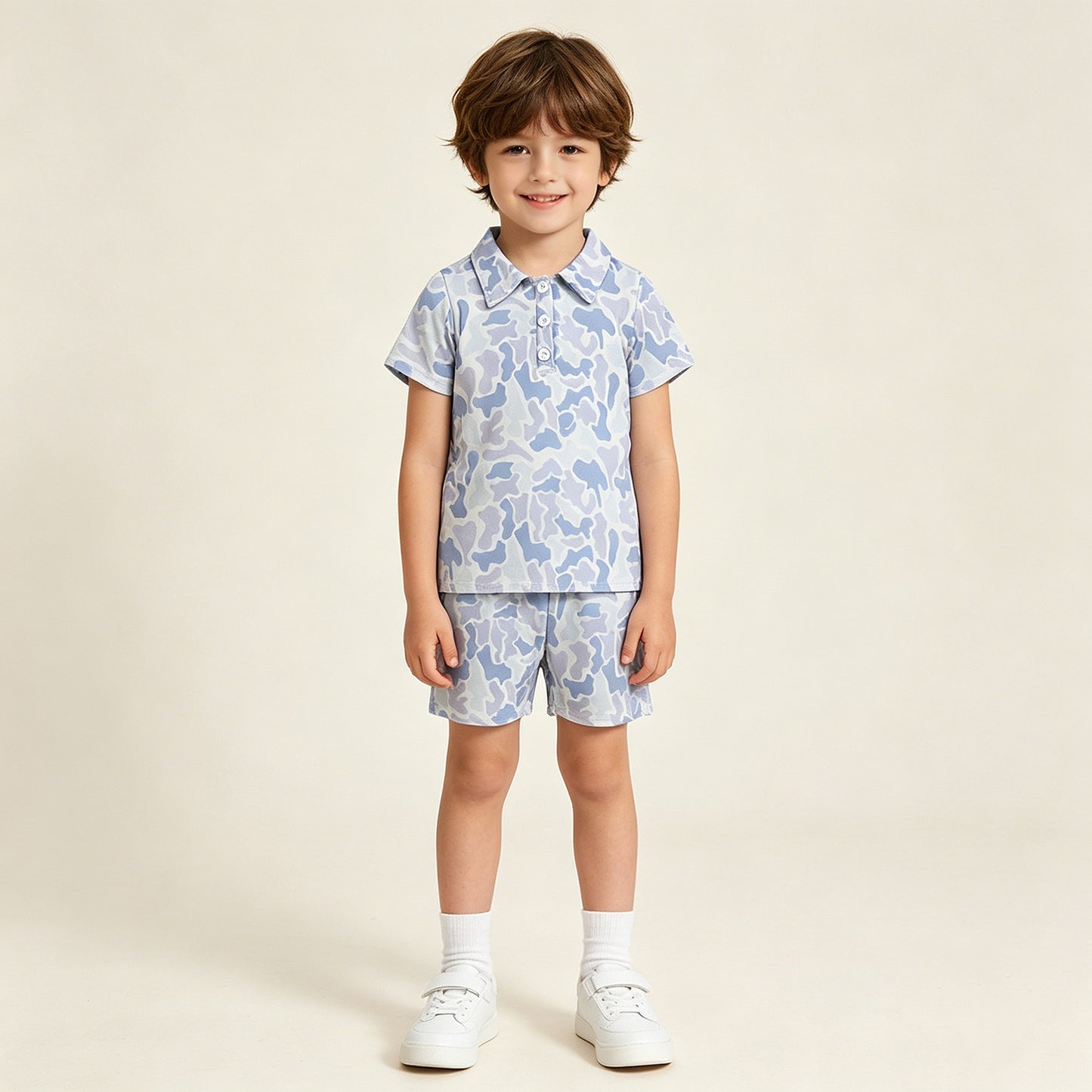 BT1766 RTS NO MOQ （In stock ）Short sleeves blue camo kids boys polo shirt