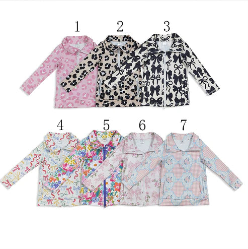 9.27 RTS Sibling Baby Girls Flowers Bows Pockets Zipper Yoga Active Pullovers Top