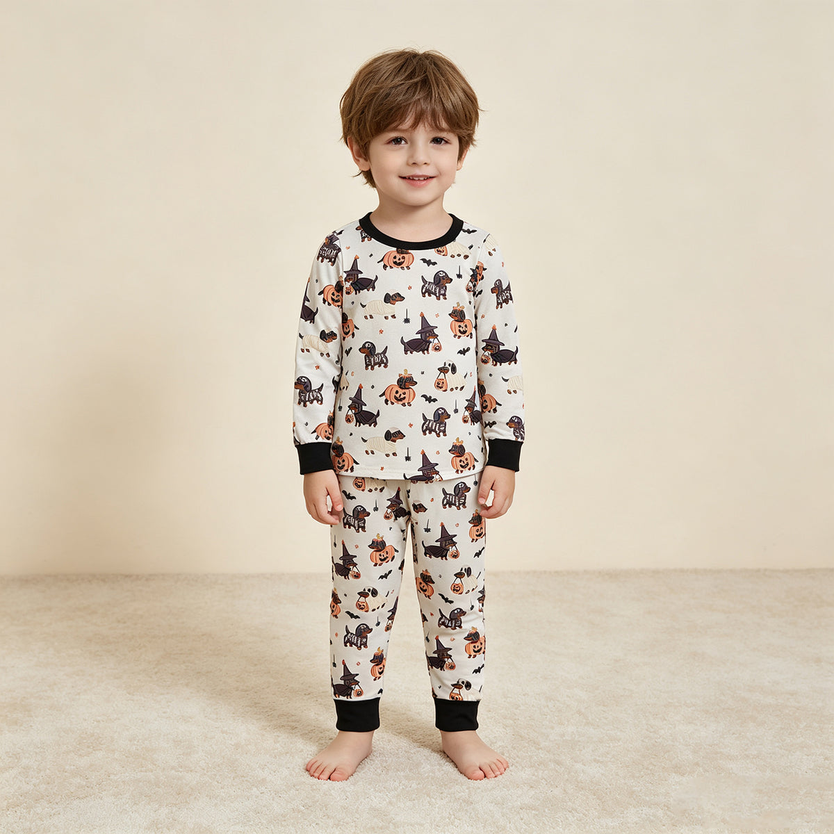 RTS NO MOQ milk silk BLP1548 Baby Boys Ghost Pumpkin Dogs Top Pockets Joggers Halloween Clothes Set