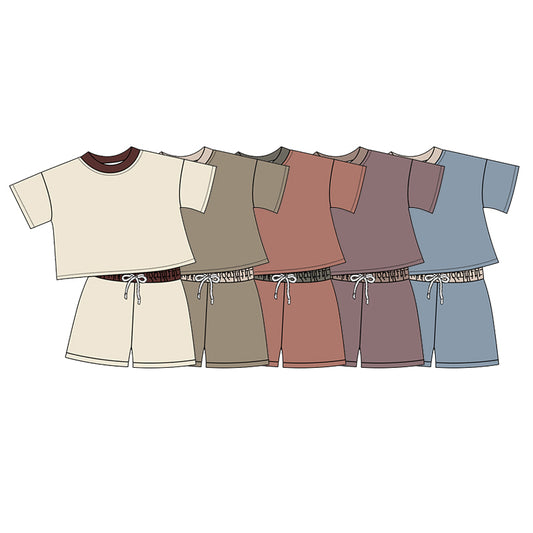 Baby Kids Short Sleeve Cotton Top Shorts Outfit Set Comfortable Breathable Clothing for Infants Boys Girls