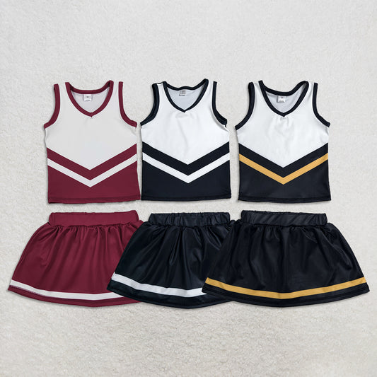 RTS Sibling Baby Girls Stripe Vest Top Skirt Shorts Team Yoga Active Clothes Sets