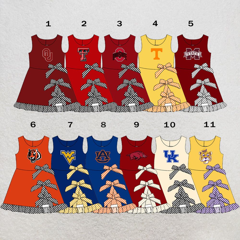 CUSTOM MOQ 5 mix size summer teams  Sleeveless Yoga Active Shorts Bows Knee Length Dresses