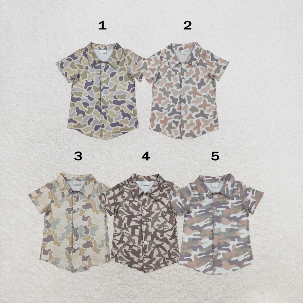 RTS Sibling Baby Boys Short Sleeve Southern Hunting Camo Button Shirts Top