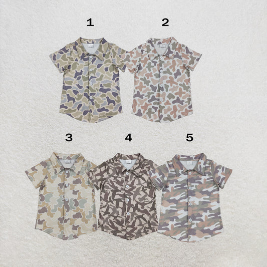 RTS Sibling Baby Boys Short Sleeve Southern Hunting Camo Button Shirts Top