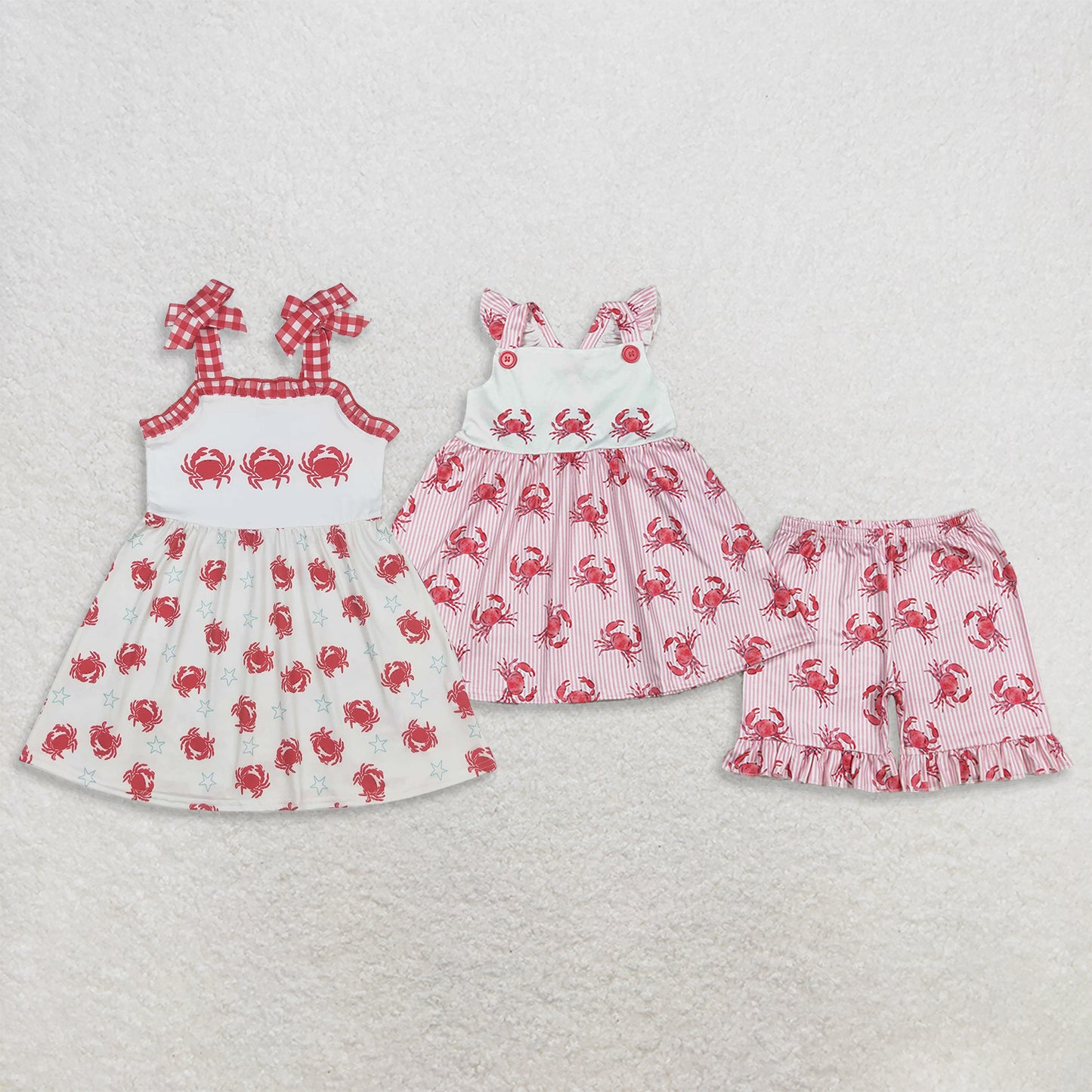 RTS Sibling Flutter sleeves stripe crab tunic shorts girls outfits and dresses