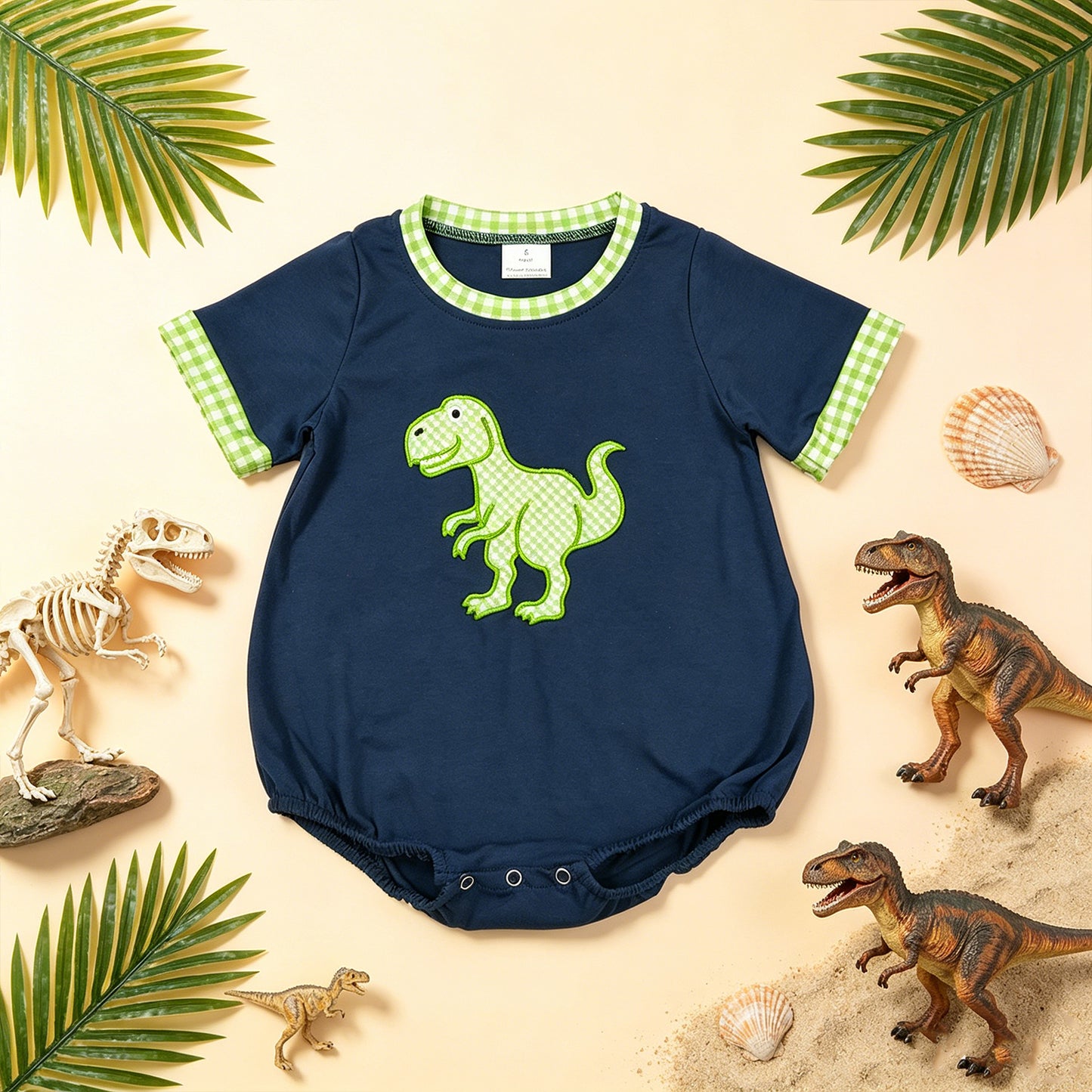 SR4113 RTS NO MOQ （In stock）Short sleeves embroidery baby summer romper