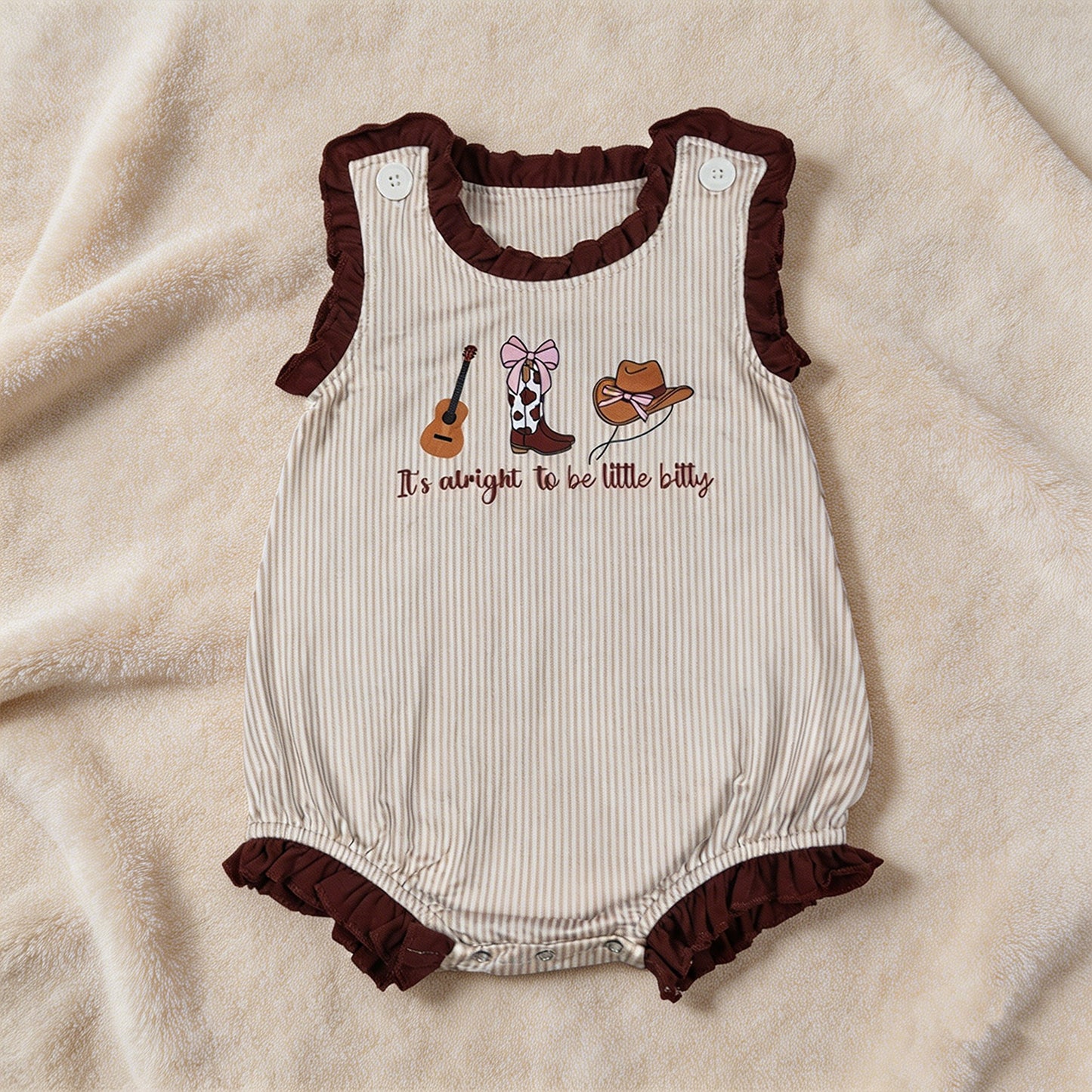 SR3336 RTS NO MOQ （In stock）Baby Girls Sleeveless Boot Hats Guitar Western Ruffle Rompers