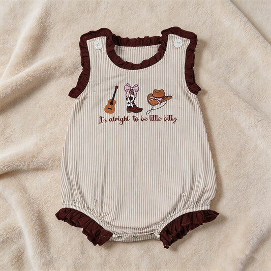 SR3336 RTS NO MOQ （In stock）Baby Girls Sleeveless Boot Hats Guitar Western Ruffle Rompers